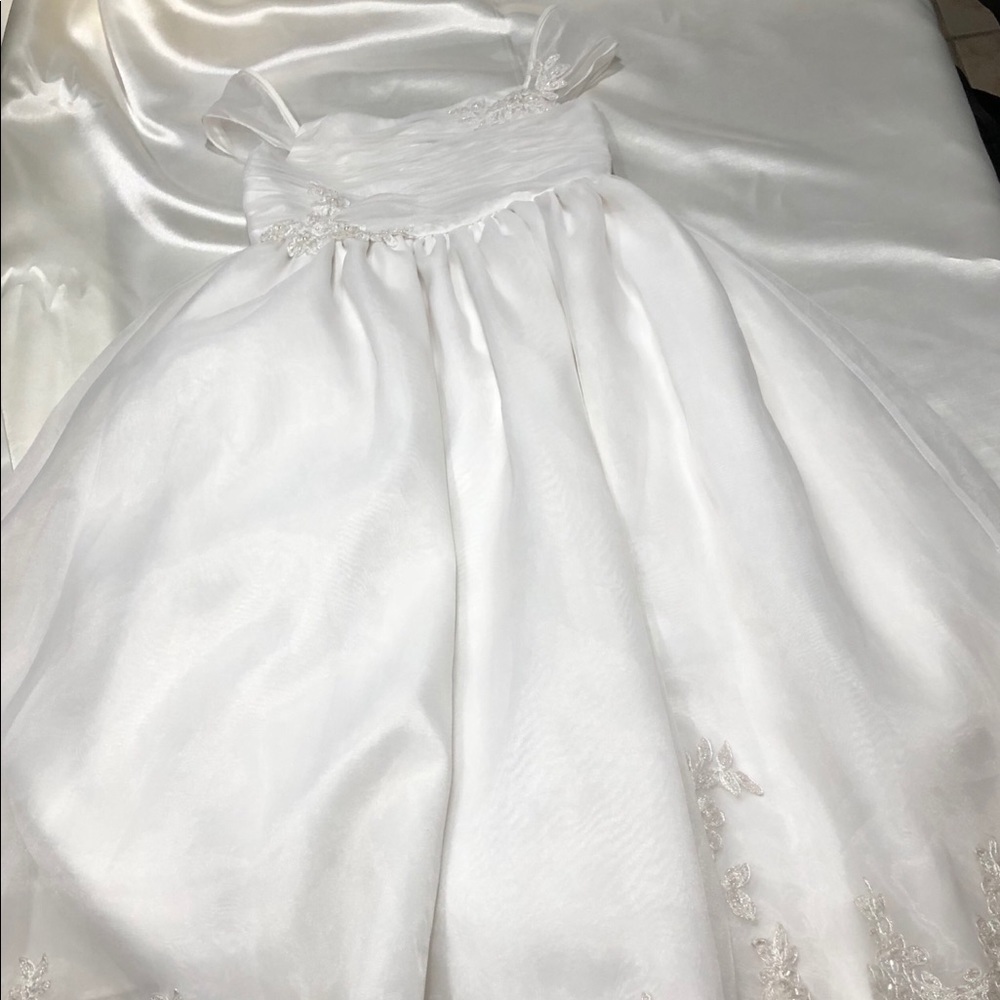 Precious Memories Bridal Girls White Formal Dress